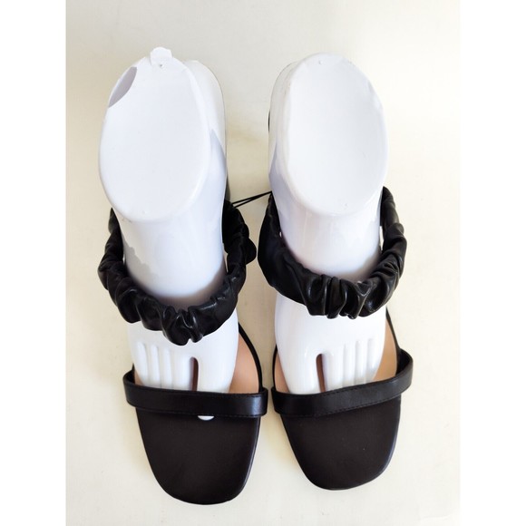 New Unisa Black Slip On Sandal Minimalist Vegan Faux Leather 3.5" Block Heel 11 - Picture 2 of 10